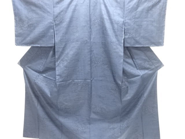 流水に花模様織り出し本場泥大島紬着物(5マルキ)